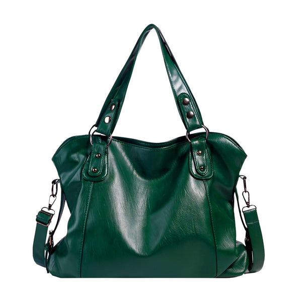 Sac à main vert foncé effet cuir avec poignées et bandoulière., 46193878466784,46193878499552,46193878532320
