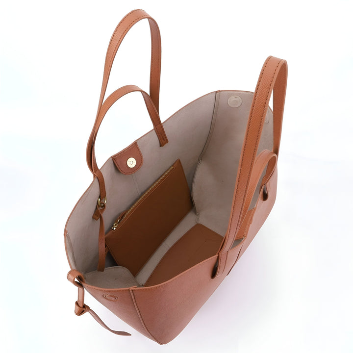 Sac cabas en cuir camel ouvert avec pochette intérieure, 46193882726624,46193882759392,46193882792160,46193882824928