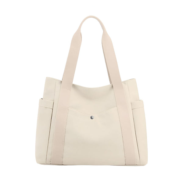 Sac cabas blanc cassé avec anses et poches latérales et frontale., 46193890590944,46193890623712