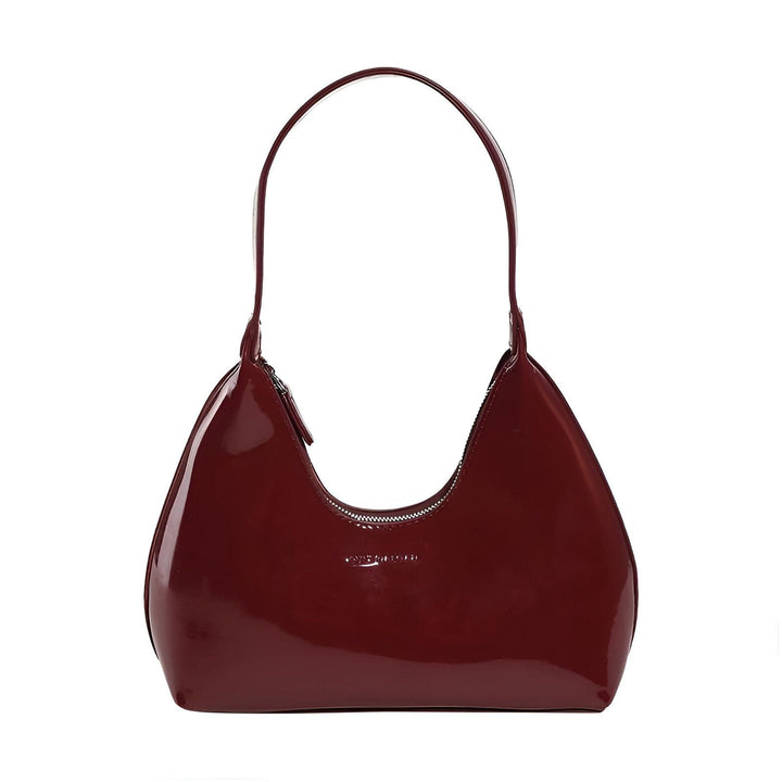 Sac bandoulière bordeaux verni forme croissant, 46193869619424,46193869652192,46193869684960,46193869717728,46193869750496