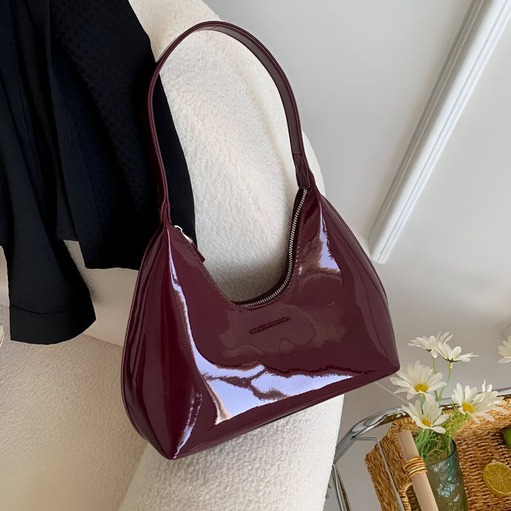 Sac épaule bordeaux en cuir vernis brillant, 46193869619424,46193869652192,46193869684960,46193869717728,46193869750496