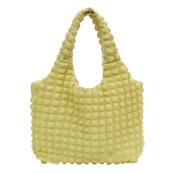 Sac cabas jaune pâle texturé motif carré, 46193876599008,46193876631776,46193876664544,46193876697312,46193876730080