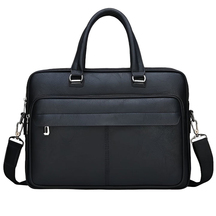 Sac porte-documents noir en cuir avec bandoulière., 46194060132576,46194060165344,46194060198112