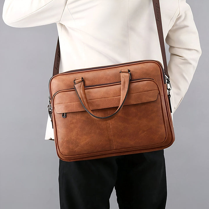 Sacoche porte-documents homme cuir marron porté épaule, 46194060132576,46194060165344,46194060198112