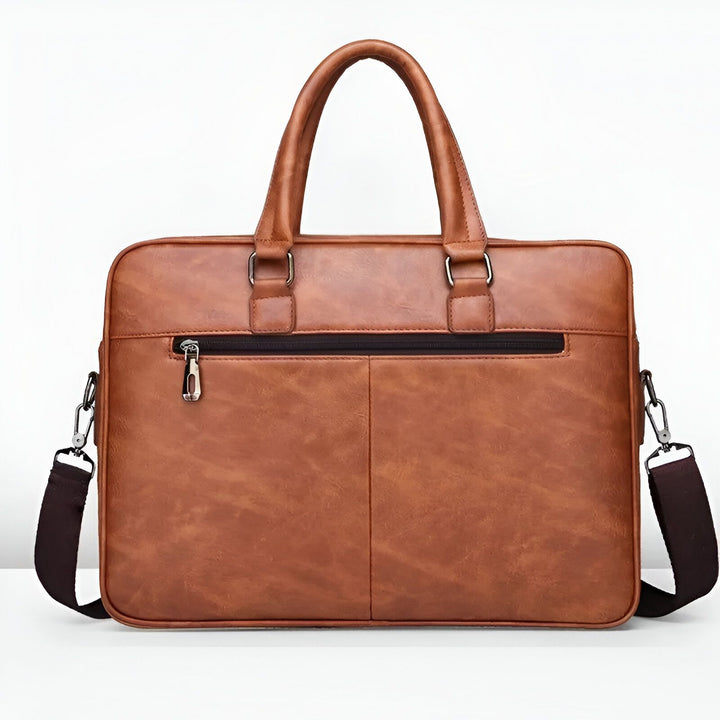 Sacoche business marron en cuir avec poignées et bandoulière., 46194060132576,46194060165344,46194060198112