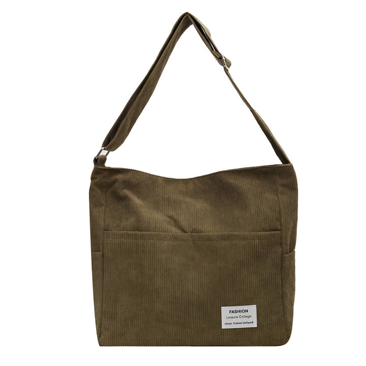 Sac bandoulière marron en velours côtelé avec poche avant, 46193875124448,46193875157216,46193875189984,46193875222752,46193875255520