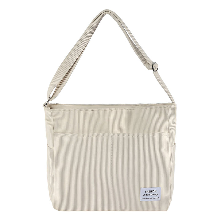 Sac à bandoulière beige en velours côtelé avec poches extérieures, 46193875124448,46193875157216,46193875189984,46193875222752,46193875255520