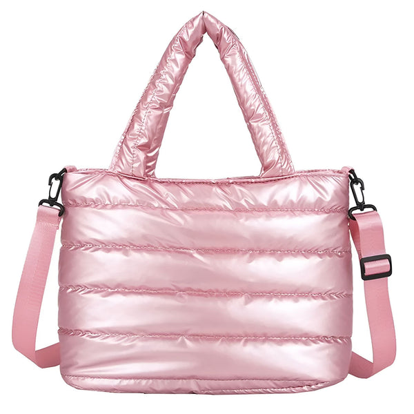 Sac tote rose brillant matelassé type doudoune., 46193876926688,46193876959456,46193876992224,46193877024992,46193877057760