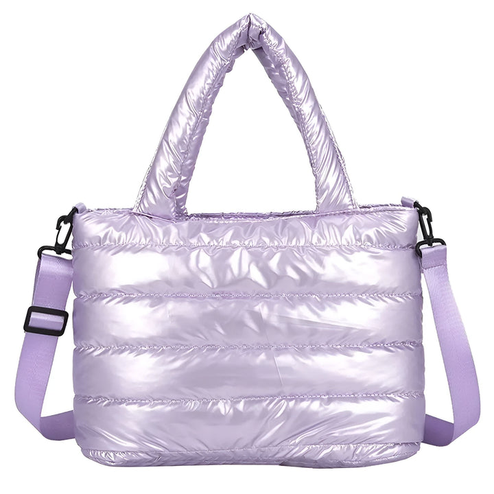 Sac matelassé brillant lilas, avec anses et bandoulière amovible, 46193876926688,46193876959456,46193876992224,46193877024992,46193877057760