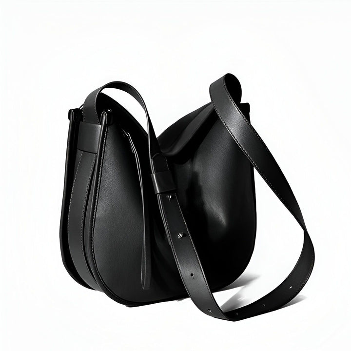 Sac à bandoulière noir en cuir., 46193866113248