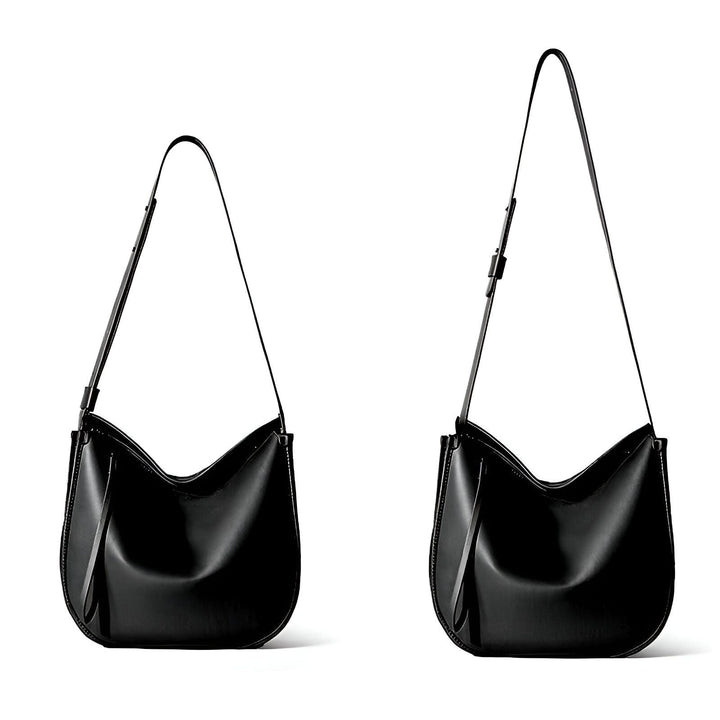 Sac à bandoulière noir brillant avec sangle réglable, 46193866113248