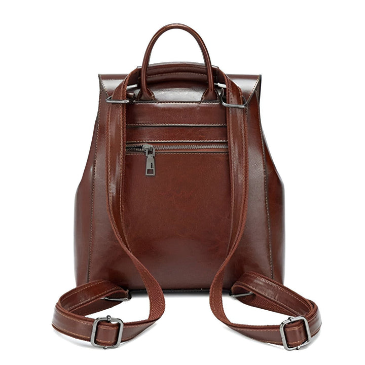 Sac à dos en cuir marron avec fermeture éclair au dos et bretelles, 46193898586336,46193898619104,46193898651872