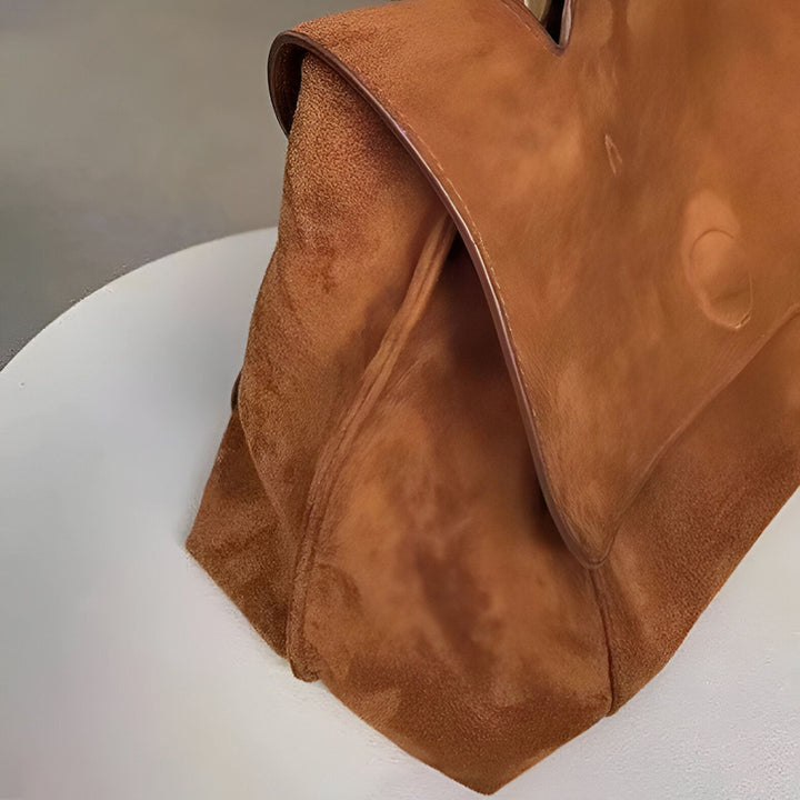 Sac à main marron en daim ou cuir souple, 46193886396640,46193886429408