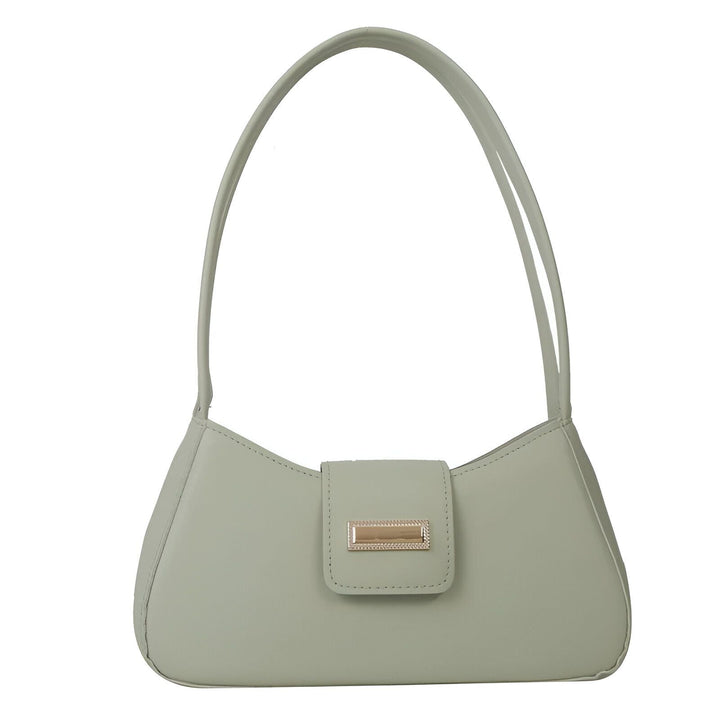 Sac à main bandoulière vert clair style baguette avec rabat et détail métallique doré., 46193943445728,46193943478496,46193943511264,46193943544032,46193943576800,46193943609568