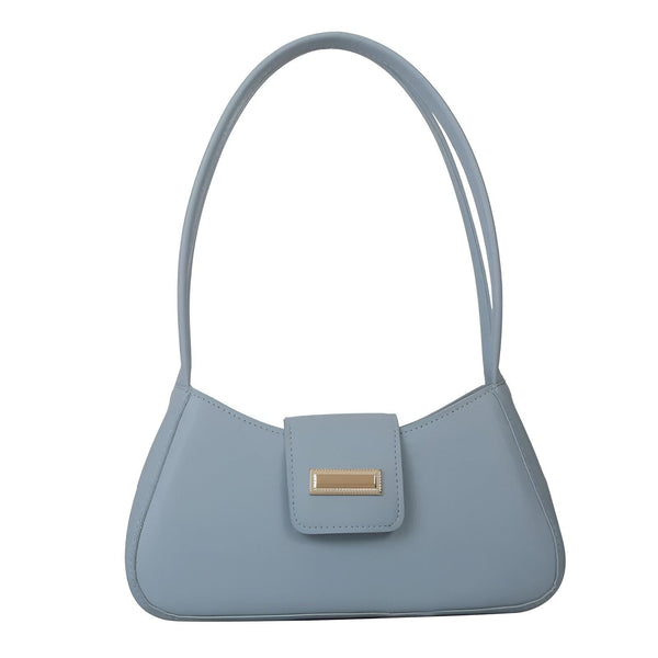 Sac à main bleu clair avec anse courte et fermoir doré sur fond blanc., 46193943445728,46193943478496,46193943511264,46193943544032,46193943576800,46193943609568