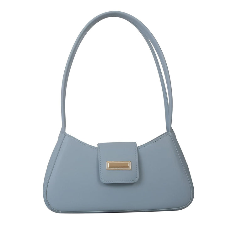 Sac à main bleu clair avec anse courte et fermoir doré sur fond blanc., 46193943445728,46193943478496,46193943511264,46193943544032,46193943576800,46193943609568