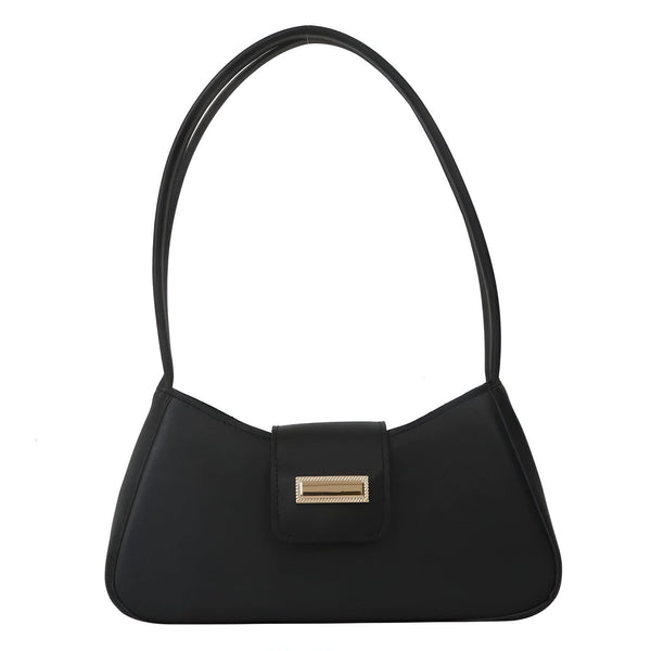 Sac à main noir en faux cuir avec fermoir doré et anse unique, 46193943445728,46193943478496,46193943511264,46193943544032,46193943576800,46193943609568