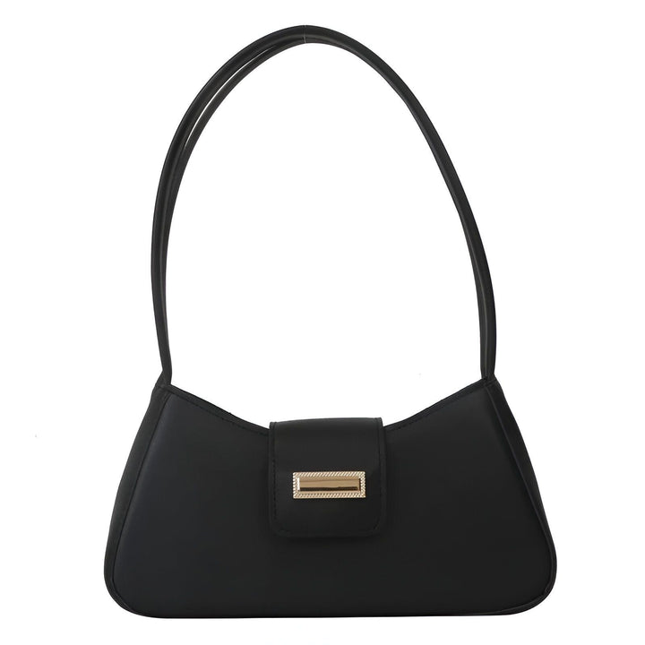 Sac à main noir en faux cuir avec fermoir doré et anse unique, 46193943445728,46193943478496,46193943511264,46193943544032,46193943576800,46193943609568