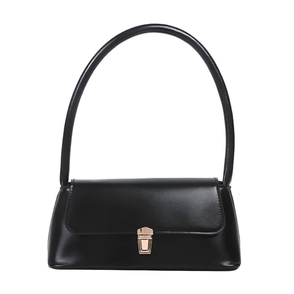 Sac à main noir brillant avec anse et fermoir doré., 46194027299040,46194027331808,46194027364576,46194027397344