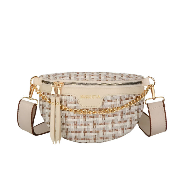 Sac bandoulière tissé beige avec chaîne dorée et bandoulière., 46194025005280,46194025038048,46194025070816,46194025103584
