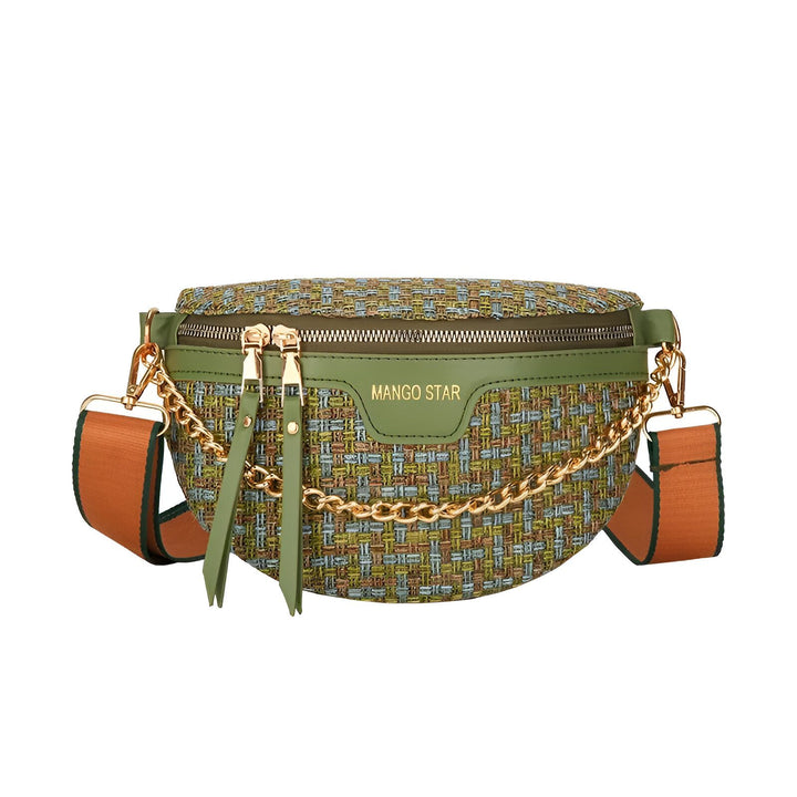 Sac banane Mango Star en tweed multicolore avec chaîne dorée., 46194025005280,46194025038048,46194025070816,46194025103584