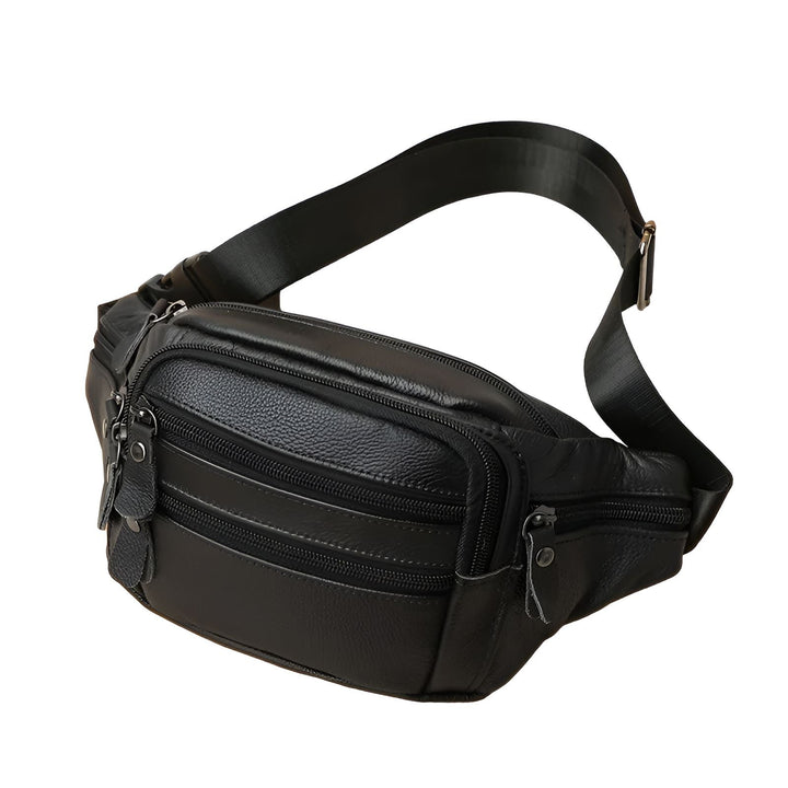 Sac banane en cuir noir avec plusieurs poches, 46194063802592,46194063835360,46194063868128