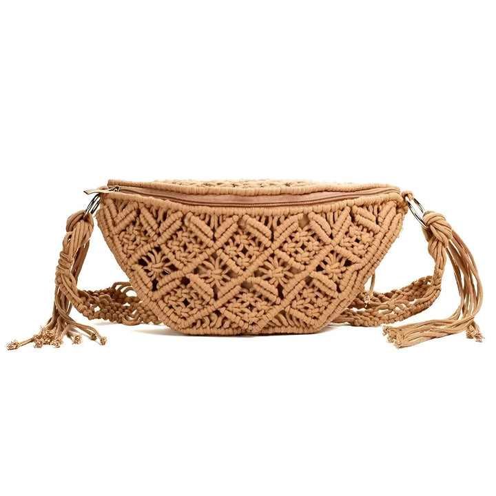 Sac bandoulière macramé beige avec motif tressé, 46193920606432,46193920639200