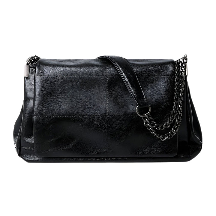 Sac à main noir avec rabat et bandoulière chaîne, 46193950523616,46193950556384