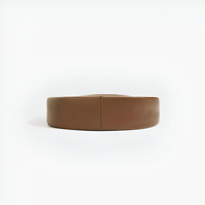 Coussin rond plat marron avec coutures, 46193853104352