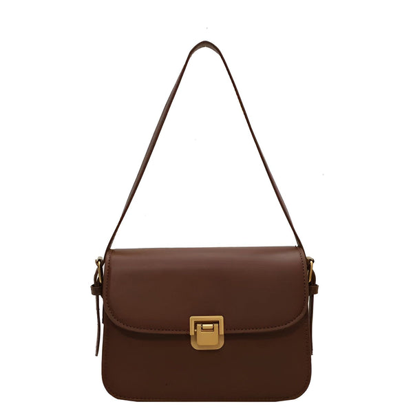 Sac bandoulière marron en simili cuir avec fermoir doré., 46194027069664,46194027102432,46194027135200,46194027167968