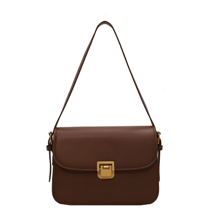 Sac bandoulière marron en simili cuir avec fermoir doré., 46194027069664,46194027102432,46194027135200,46194027167968