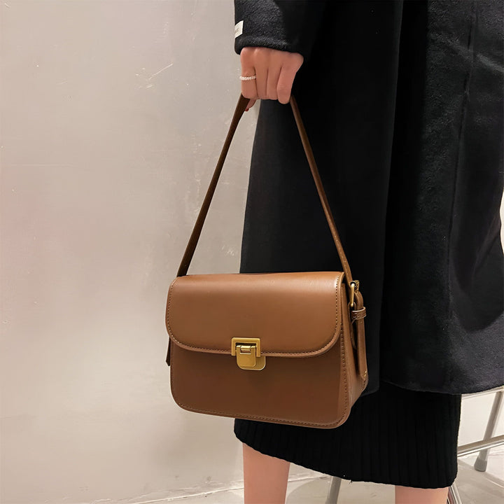 Sac bandoulière marron en cuir avec fermoir doré, 46194027069664,46194027102432,46194027135200,46194027167968