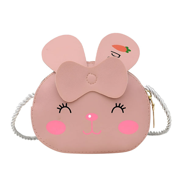 Sac bandoulière enfant rose en forme de visage de lapin avec oreilles et nœud., 46193977491680,46193977524448,46193977557216,46193977589984,46193977622752