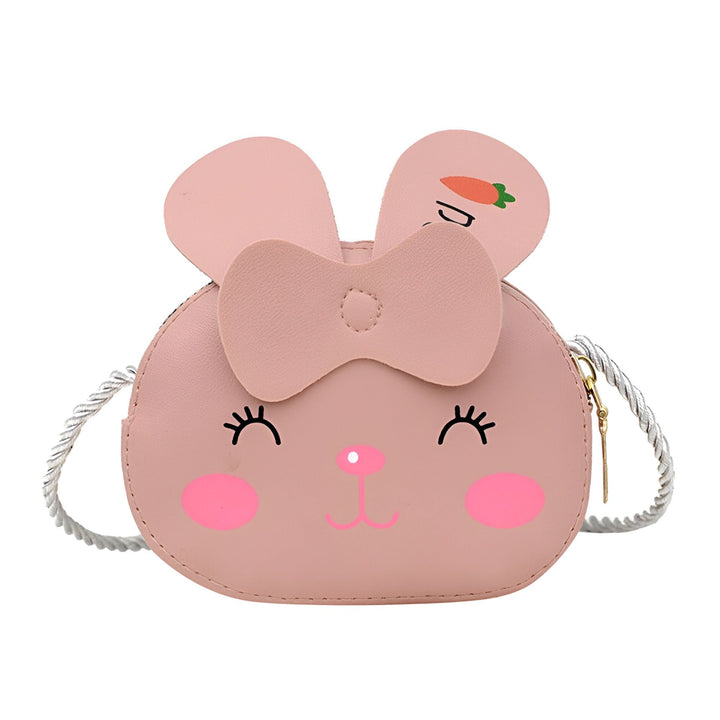 Sac bandoulière enfant rose en forme de visage de lapin avec oreilles et nœud., 46193977491680,46193977524448,46193977557216,46193977589984,46193977622752