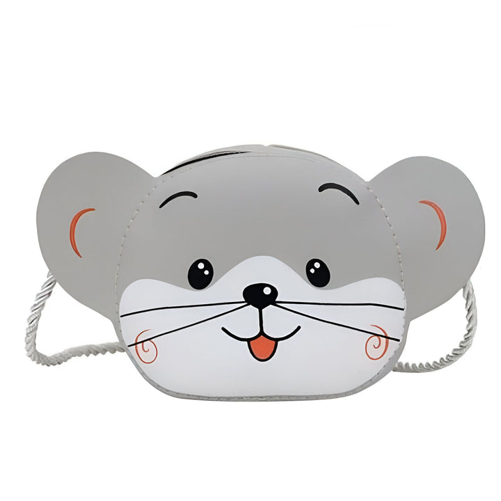 Petit sac enfant gris en forme de visage de souris avec oreilles et sangle., 46193977491680,46193977524448,46193977557216,46193977589984,46193977622752