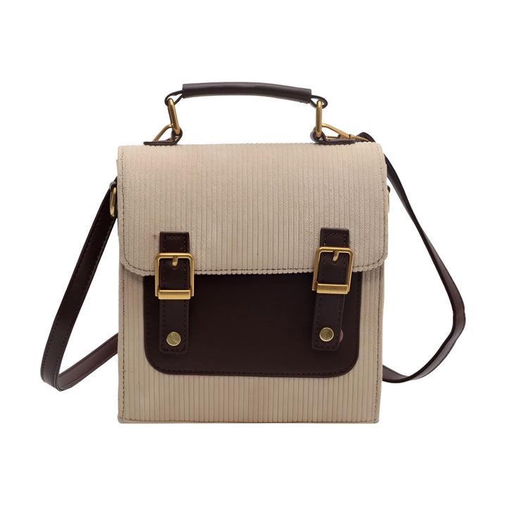 Sac bandoulière beige en velours côtelé et marron avec boucle, 46193903239392,46193903304928,46193903337696,46193903370464