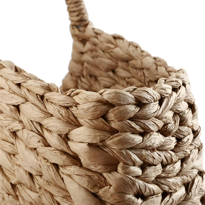 Panier tressé en papier, gros plan du bord et de l'anse., 46194029494496,46194029527264,46194029560032,46194029592800