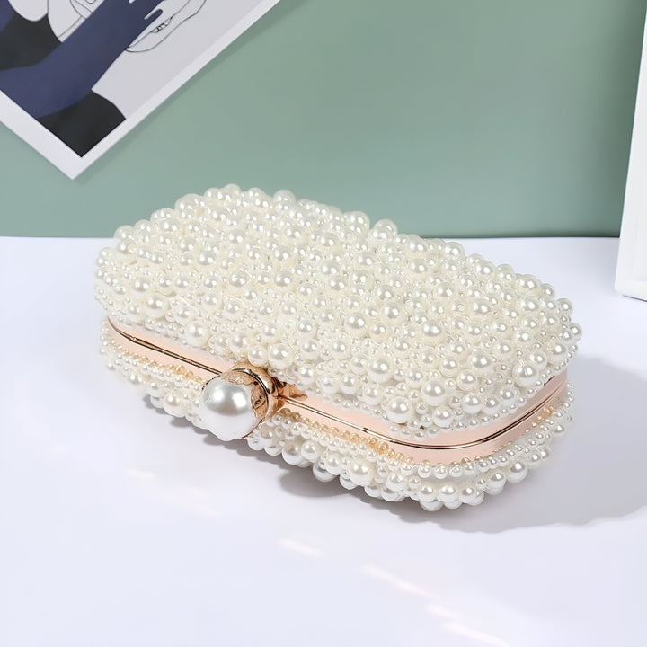 Sac de soirée blanc avec perles, 46193928896736,46193928929504