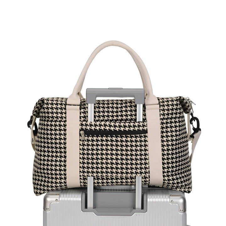 Sac de voyage motif pied de poule sur une valise argentée, 46193914216672,46193914249440,46193914282208,46193914314976,46193914347744,46193914380512