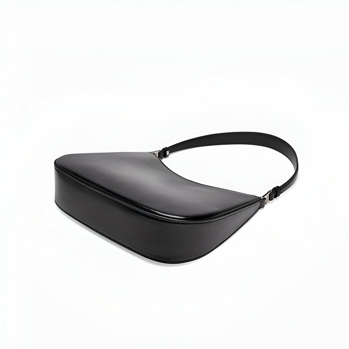 Sac à main en cuir noir, forme baguette, 46193861034208