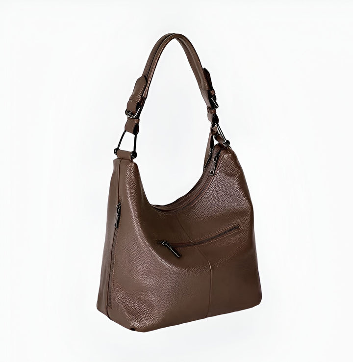 Sac hobo en cuir grainé marron, 46193849499872