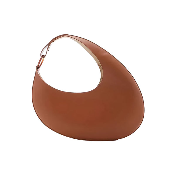 Sac en cuir marron forme croissant avec anse, 46194017698016,46194017730784,46194017763552