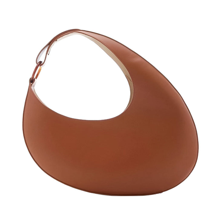 Sac à main en cuir marron forme ovale, boucle écaille, 46194017698016,46194017730784,46194017763552