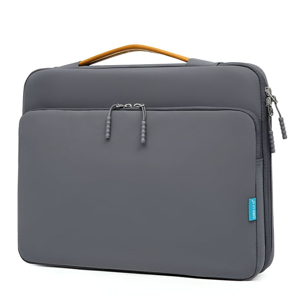 Housse pour ordinateur portable grise avec poignée marron, 46193910022368,46193910055136,46193910087904,46193910120672,46193910153440,46193910186208,46193910218976,46193910251744,46193910284512,46193910317280,46193910350048,46193910382816