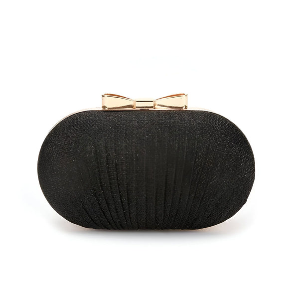 Pochette noire plissée fermoir nœud doré, 46193929978080,46193930010848,46193930043616