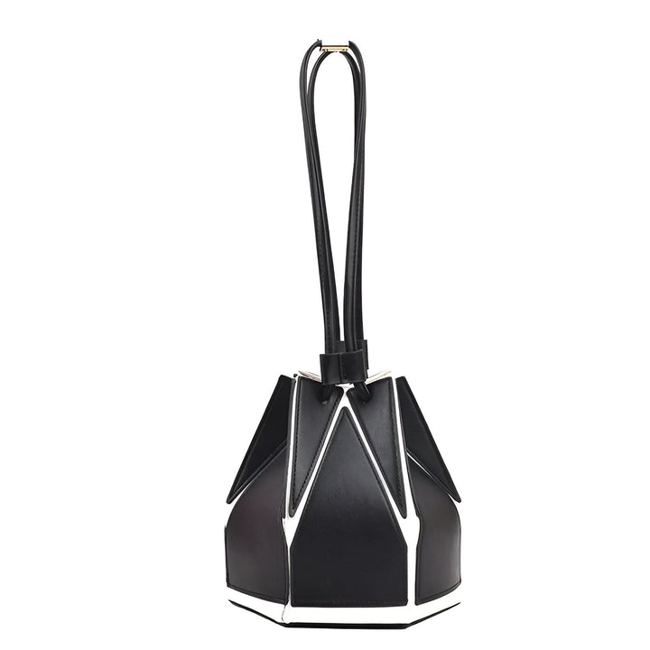 Sac à main bourse noir forme géométrique avec détails blancs, 46194005213408,46194005246176,46194005278944,46194005311712,46194005344480,46194005377248