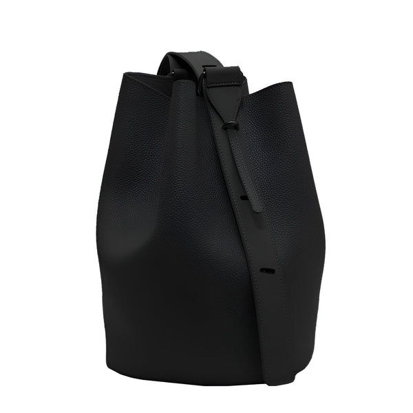 Sac seau en cuir grainé noir avec anse réglable, 46193881710816,46193881743584,46193881776352