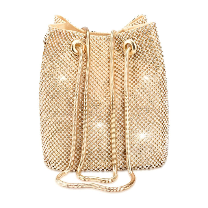 Sac seau doré scintillant avec strass et chaînes, 46194028544224,46194028576992,46194028609760