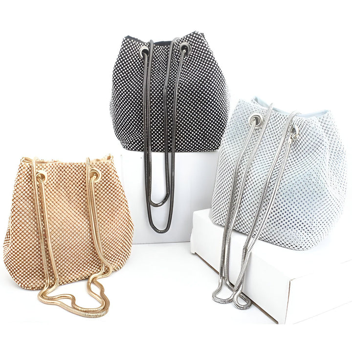 Trois sacs seau pailletés : or, noir et argent., 46194028544224,46194028576992,46194028609760