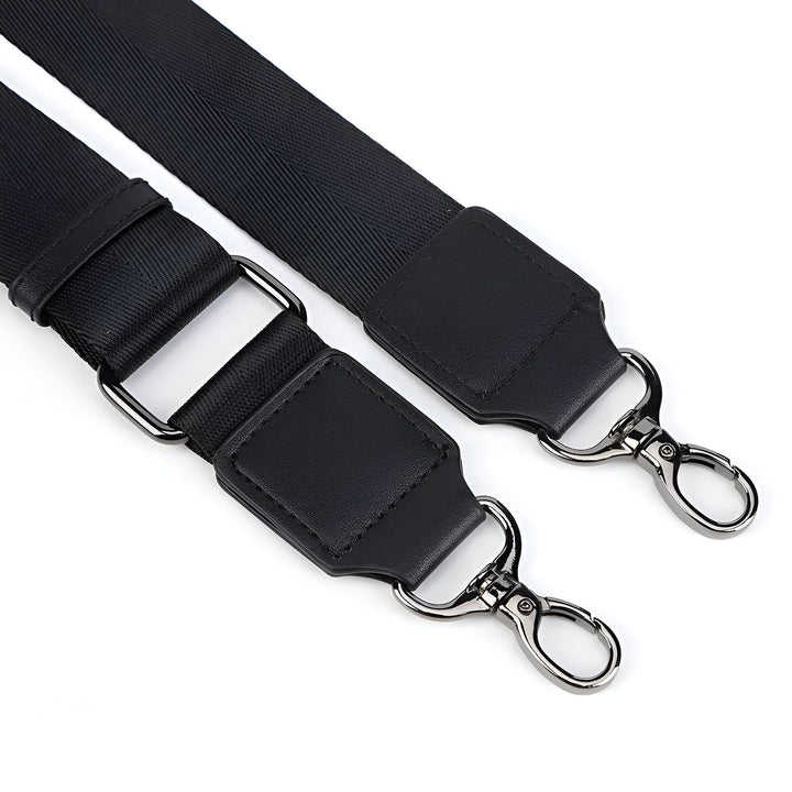 Deux lanières de sac noires avec des crochets métalliques pivotants, 46194058002656,46194058035424,46194058068192,46194058100960